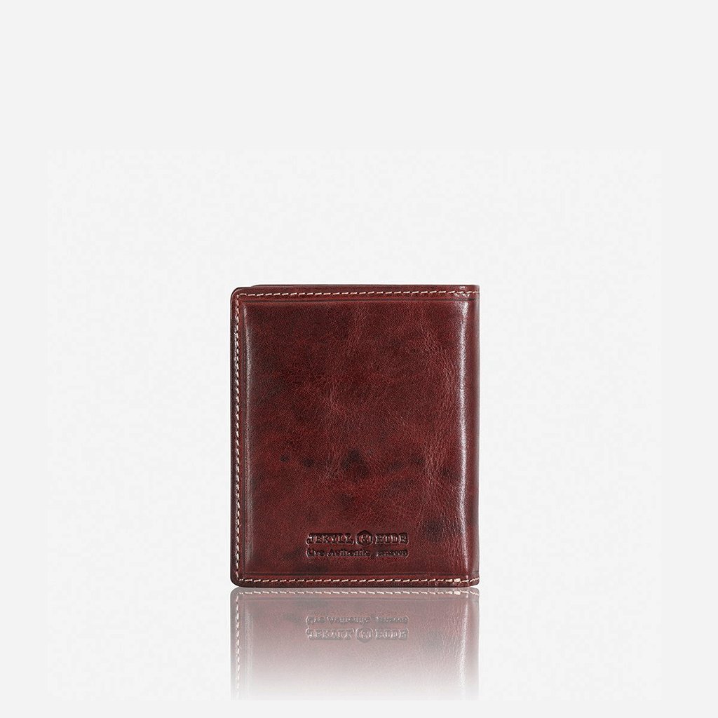 Oxford Billfold Wallet in coffee color featuring an ID window and RFID protection, designed for cards and coins.