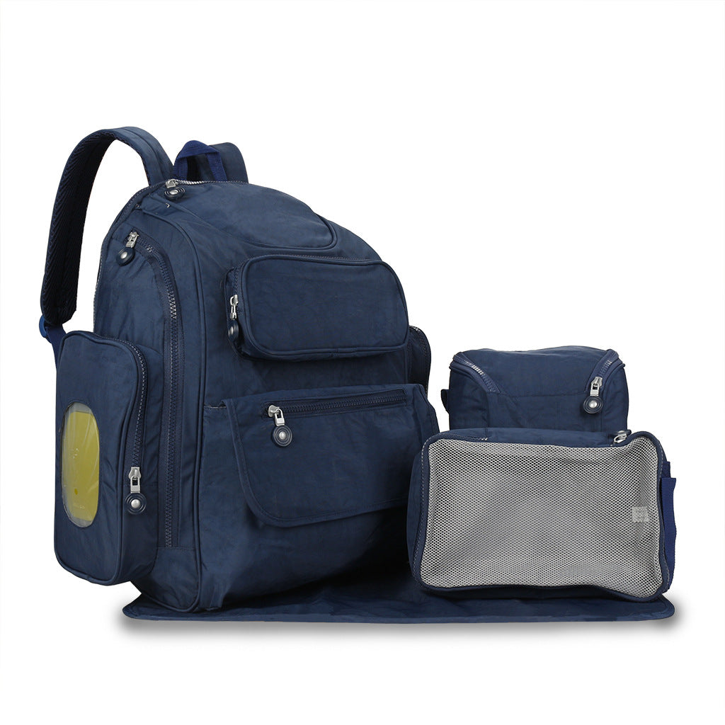 Oxford Cloth Multifunctional Mommy Bag in a stylish backpack design, showcasing its large capacity and breathable straps.