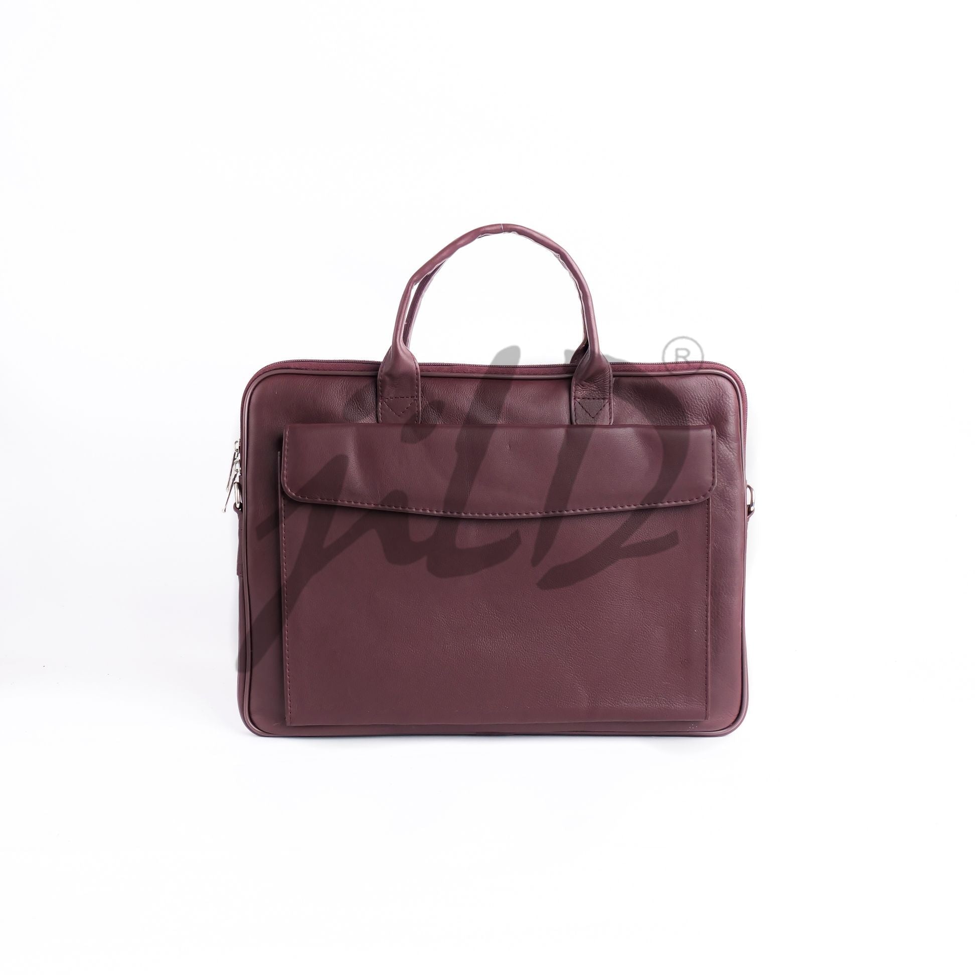 Parker Slim Leather Laptop Bag in Burgundy, showcasing its sleek design and premium cow leather material.