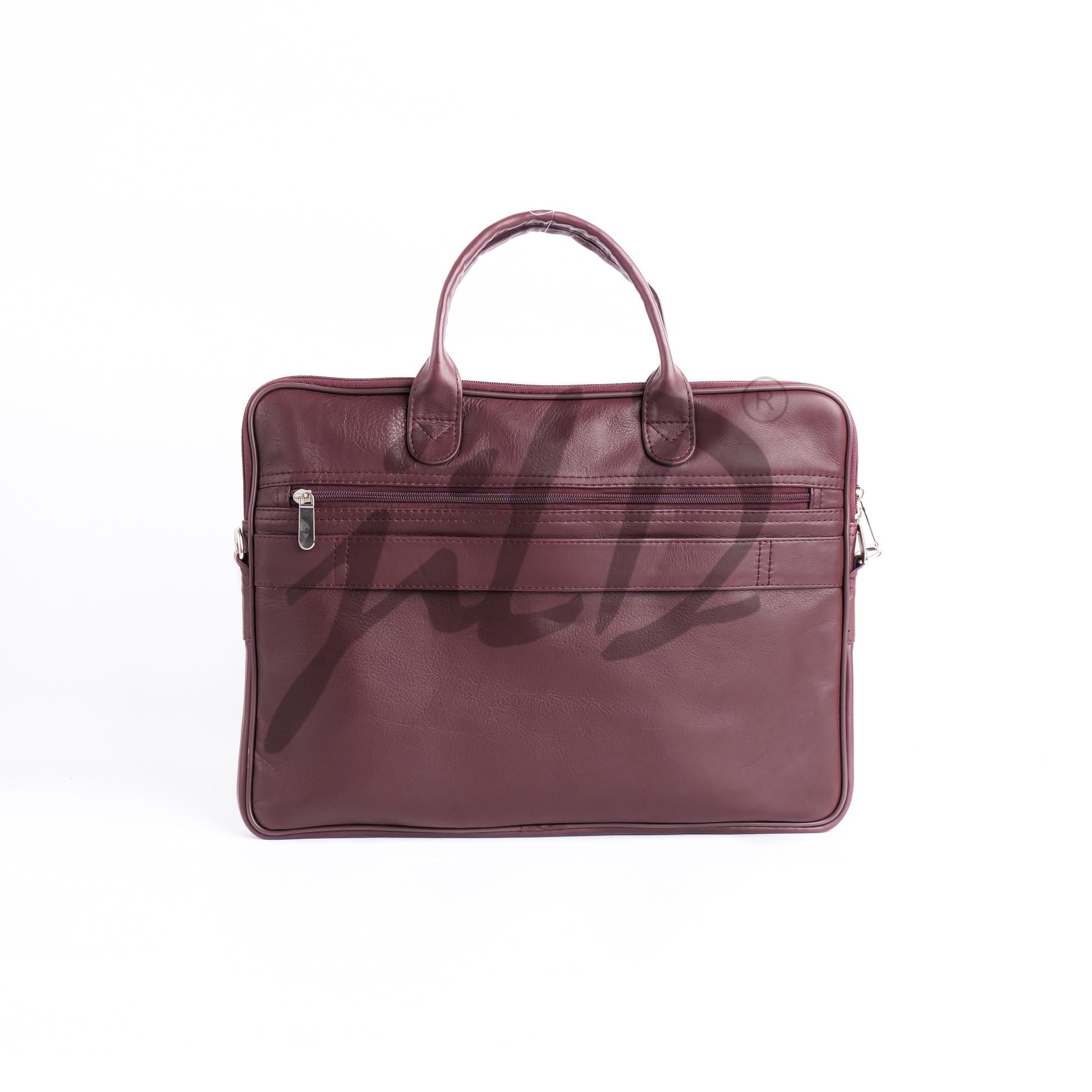 Parker Slim Leather Laptop Bag in Burgundy, showcasing its sleek design and premium cow leather material.