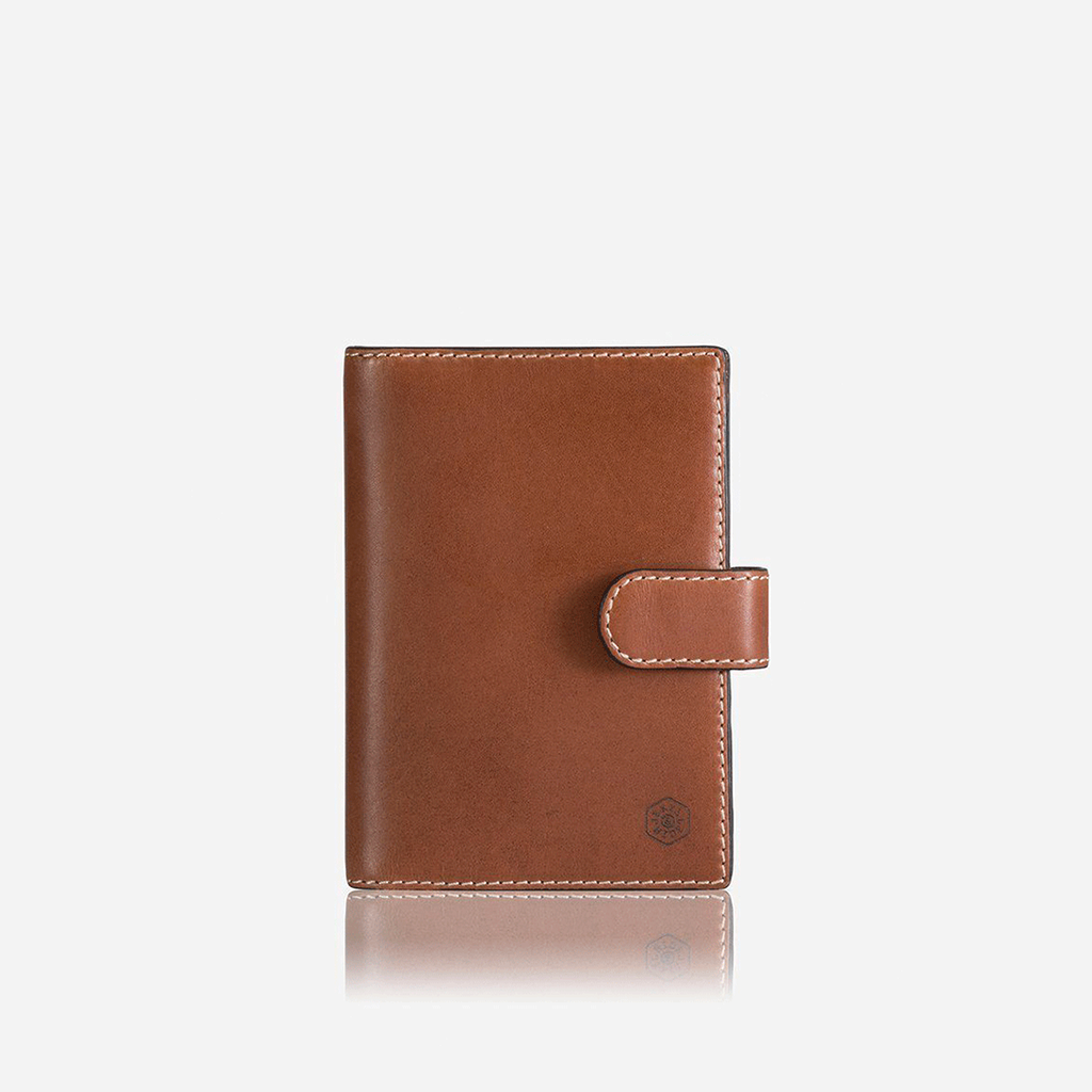 Clay Passport Leather Wallet & Organiser with RFID protection, featuring compartments for passports and boarding cards.