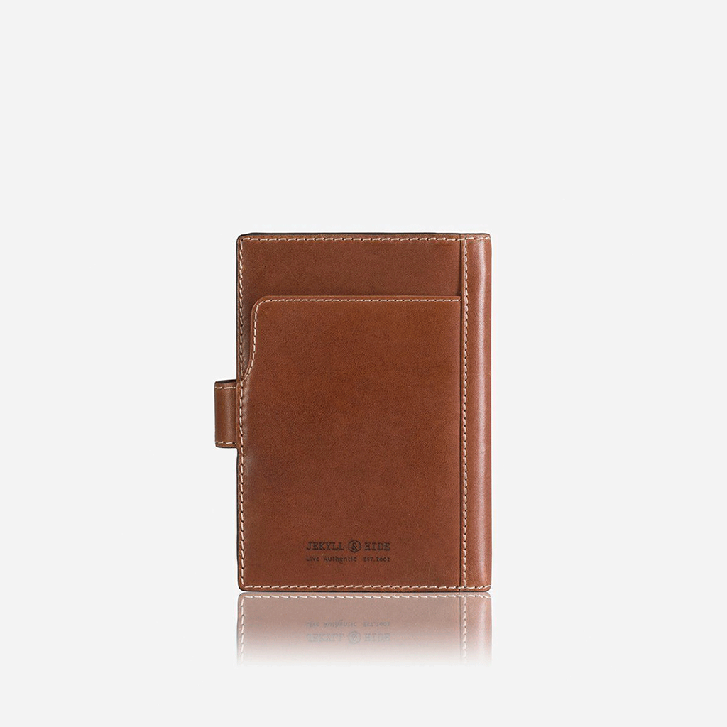 Clay Passport Leather Wallet & Organiser with RFID protection, featuring compartments for passports and boarding cards.