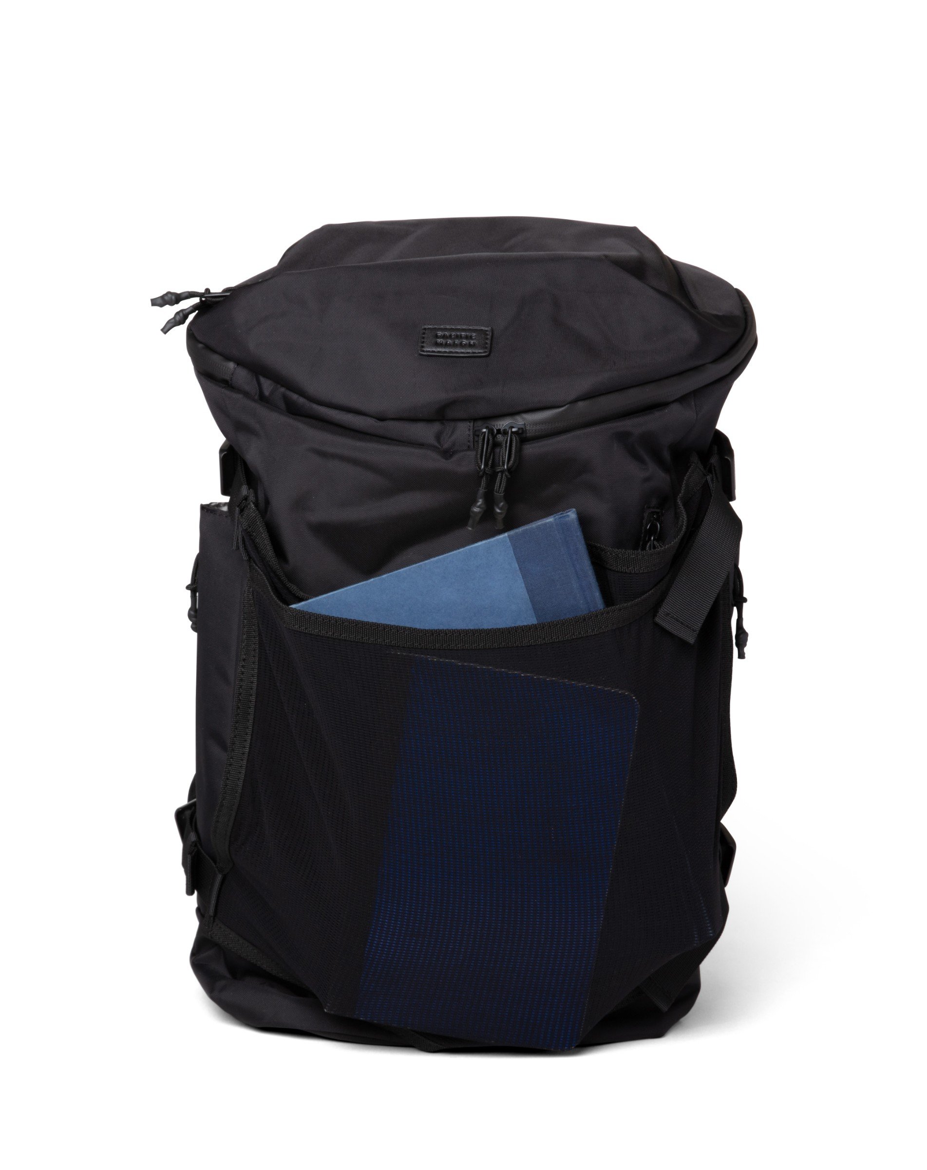 Poche Black Backpack featuring a sleek design, multiple pockets, and a padded laptop sleeve, ideal for stylish organization.