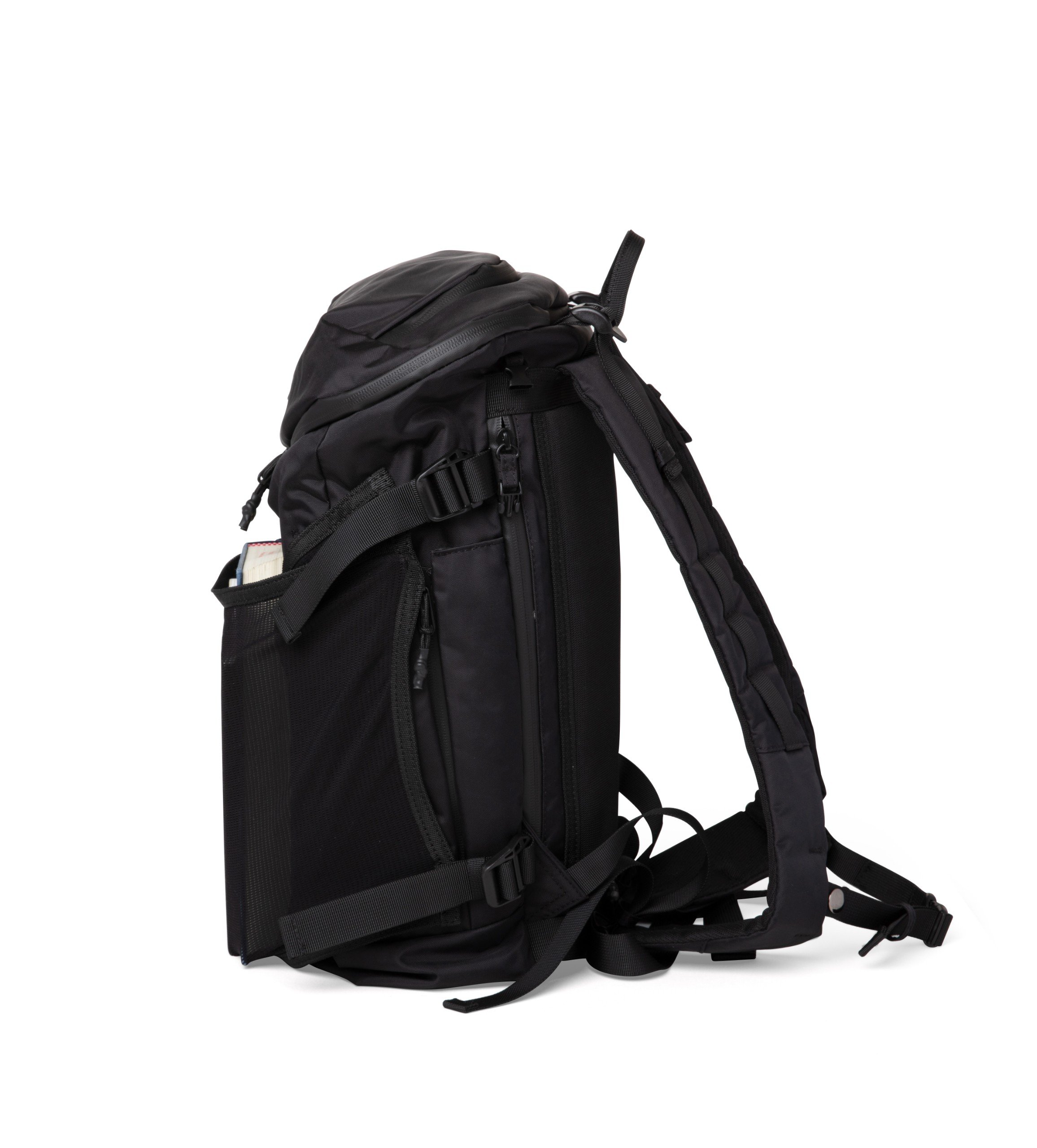 Poche Black Backpack featuring a sleek design, multiple pockets, and a padded laptop sleeve, ideal for stylish organization.