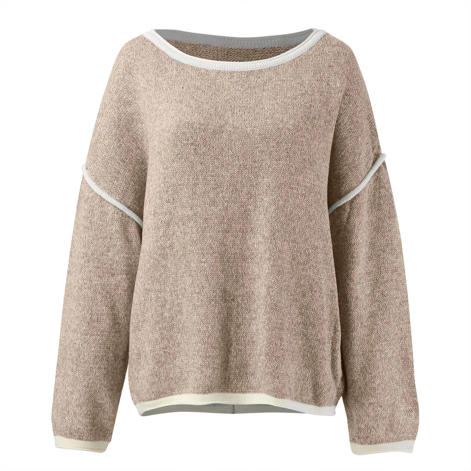 A cozy Popular Oversized Sweater in a solid color, featuring a loose fit and full sleeves, perfect for autumn and winter wear.