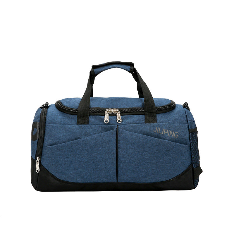 Portable Travel Sports Gym Bag made of durable nylon, featuring multiple compartments and adjustable straps, suitable for men and women.