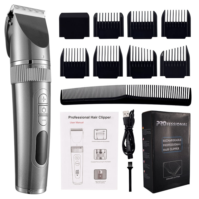 Professional Hair Clipper for Men with adjustable settings and waterproof design, ideal for beard trimming and hair cutting.