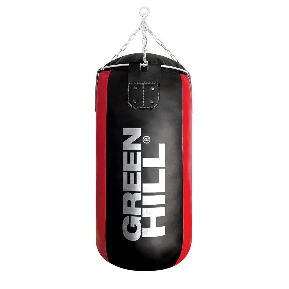 GIANT Unfilled Punching Bag made of genuine leather, featuring an extra wide design in black and red colors, ideal for training.