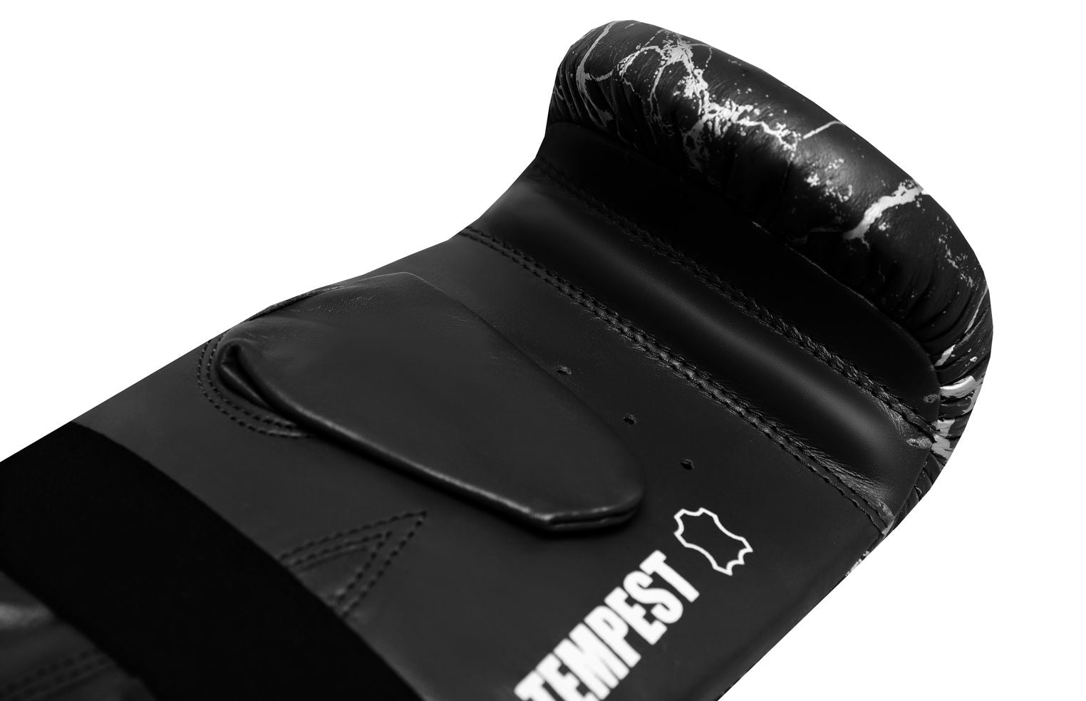 TEMPEST Punching Mitt in blue, red, and black colors made from genuine leather, showcasing its durable and comfortable design.