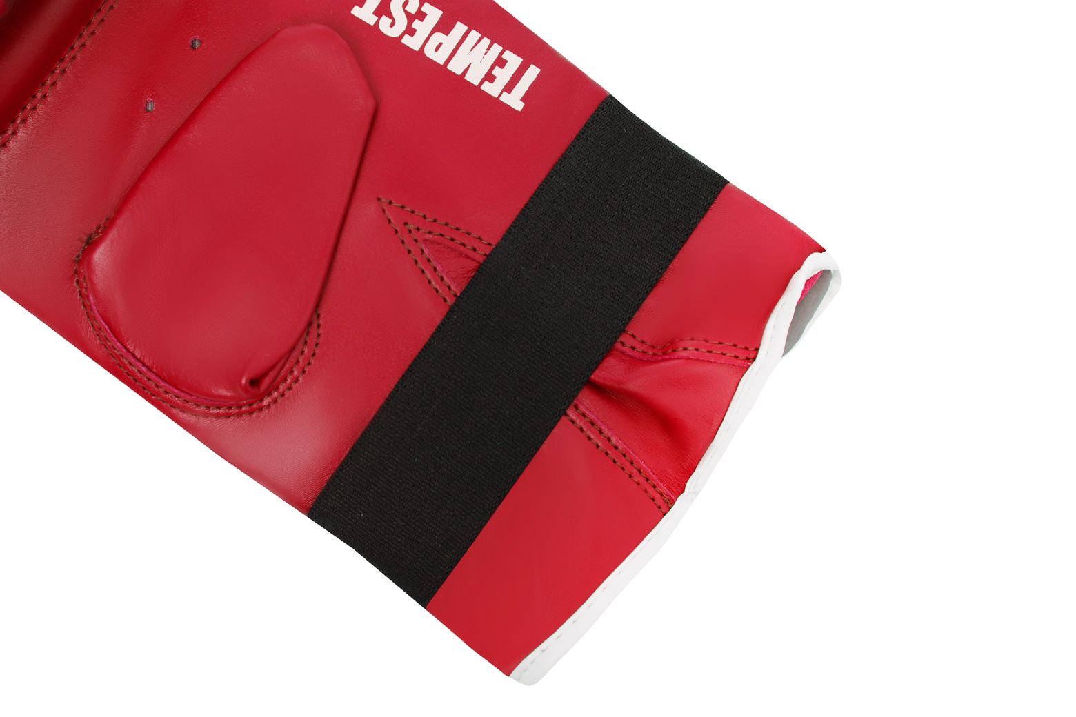 TEMPEST Punching Mitt in blue, red, and black colors made from genuine leather, showcasing its durable and comfortable design.