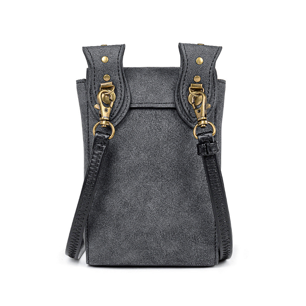 Punk Style One-shoulder Mini Contrast Color Messenger Bag featuring vibrant colors and embossed texture.