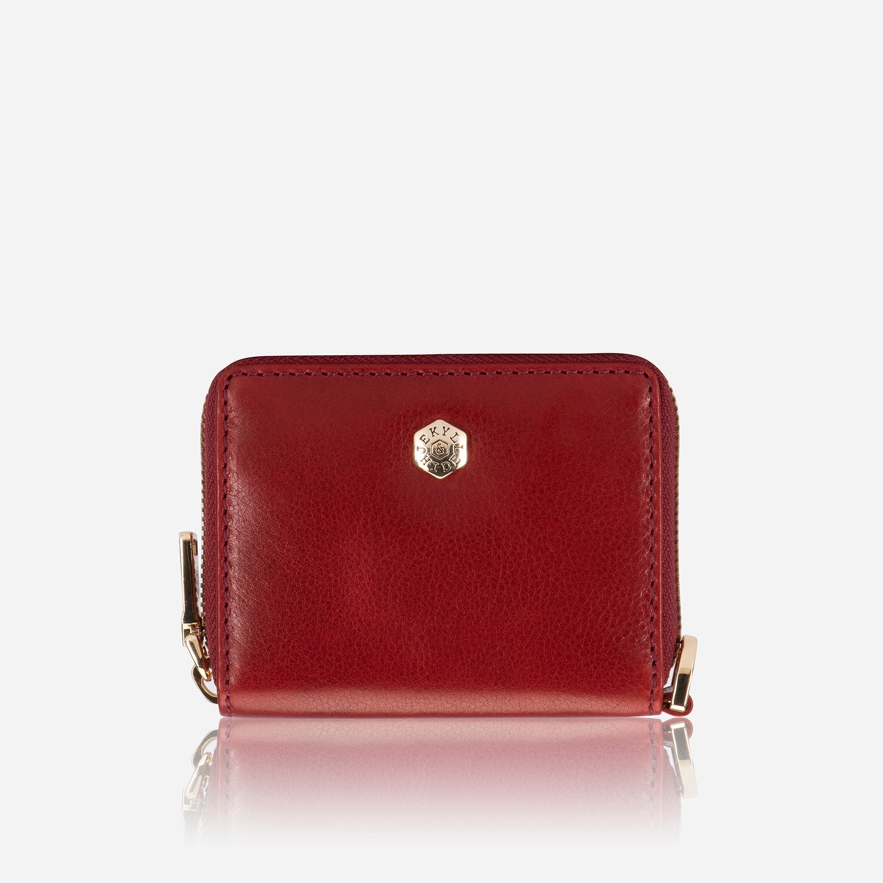 A stylish red multi-card purse featuring multiple card slots and a compact design, perfect for organizing essentials.