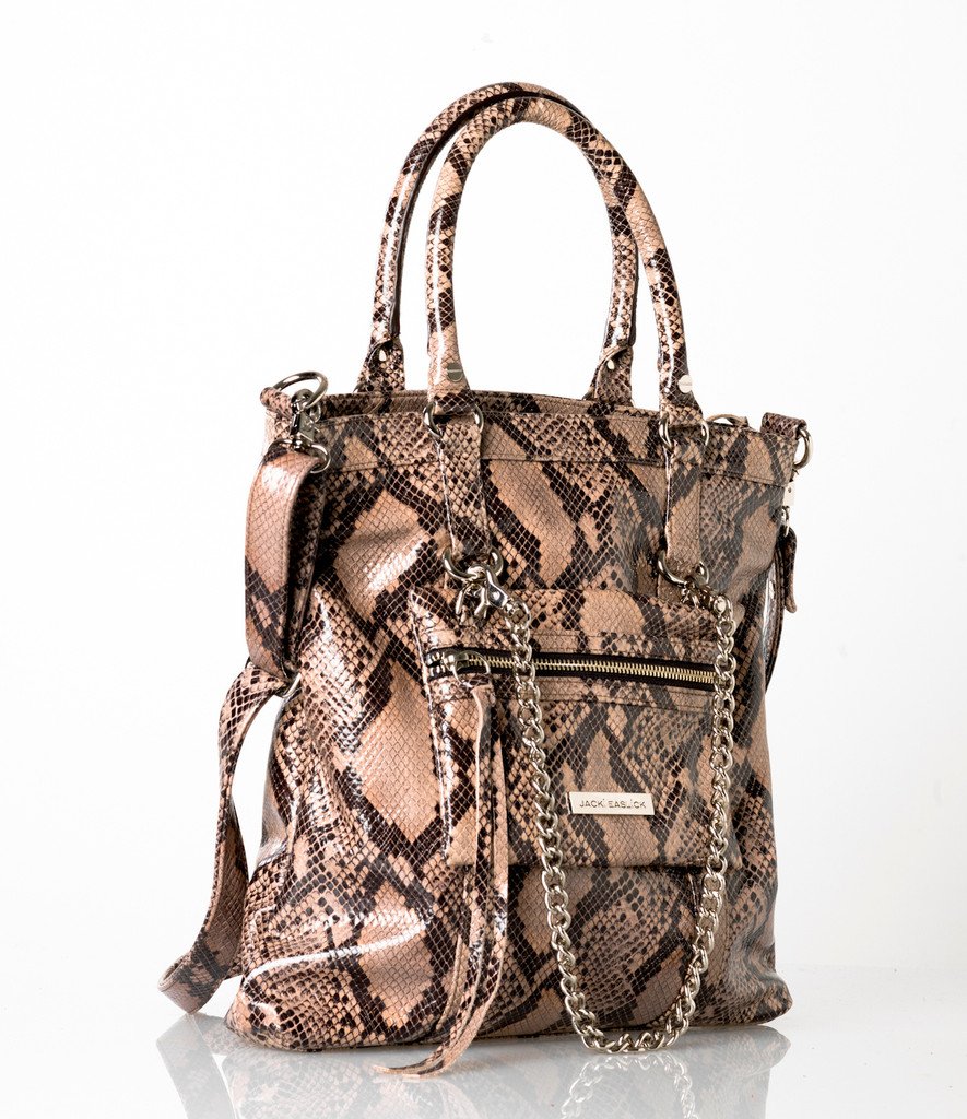 Stylish Python Tote with Detachable Mini Bag, showcasing high-quality leather and edgy design.