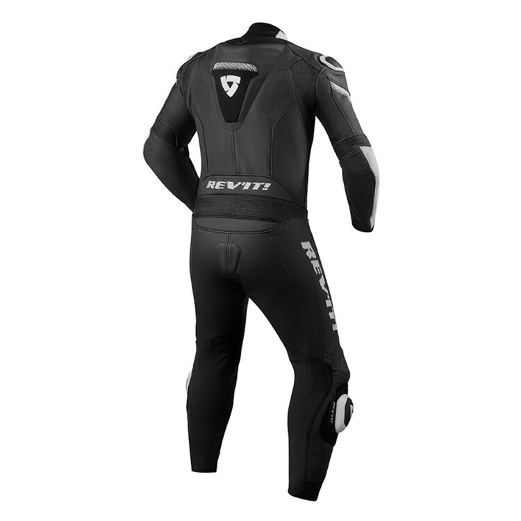 REV'IT! Argon Race Suit made from Monaco cowhide with CE-rated armor and dual comp sliders for enhanced protection and mobility.