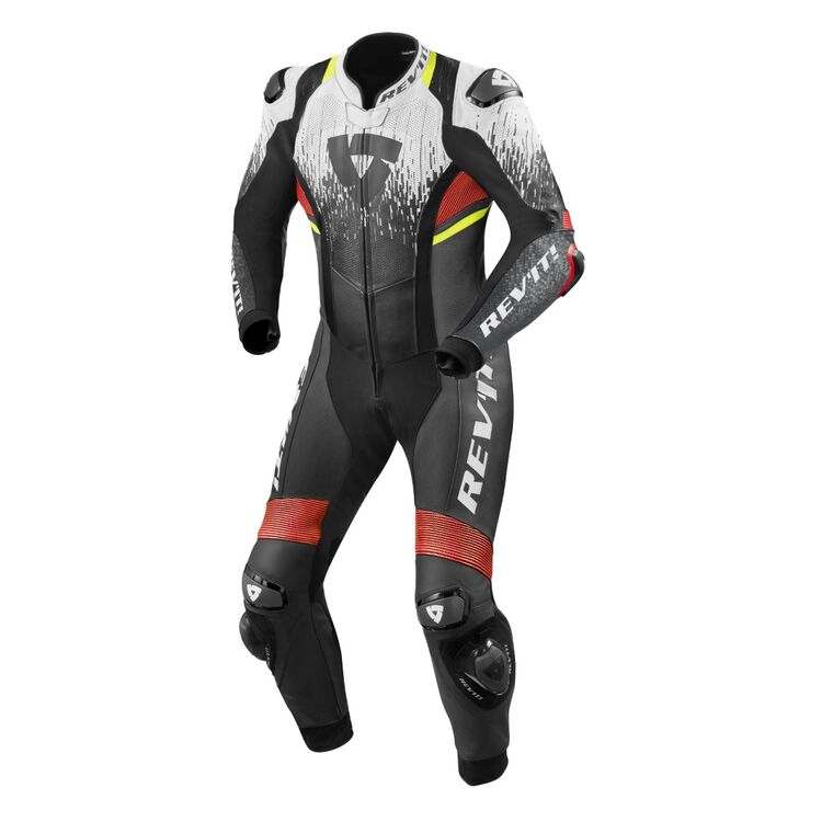 REV'IT! Quantum 2 Race Suit showcasing its sleek design, premium leather material, and advanced protective features.