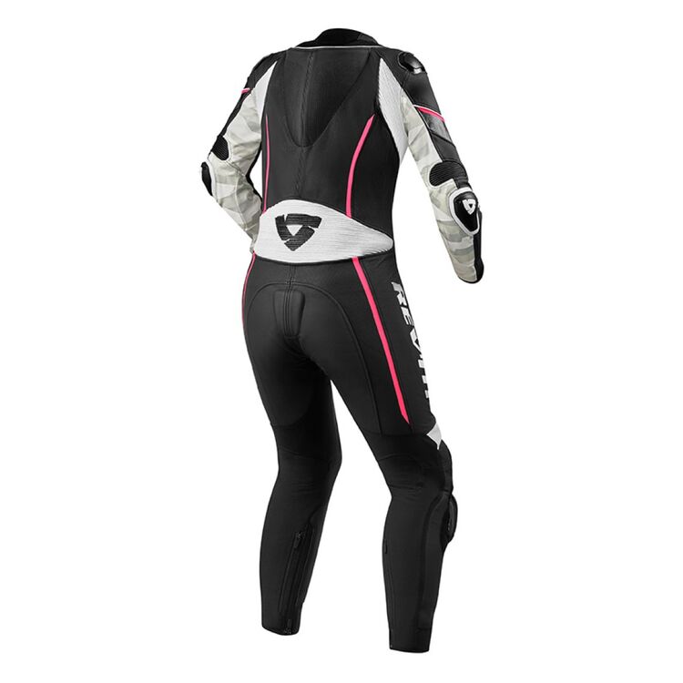 REV'IT! Xena 3 Women's Race Suit showcasing robust cowhide leather and ergonomic design features for female riders.