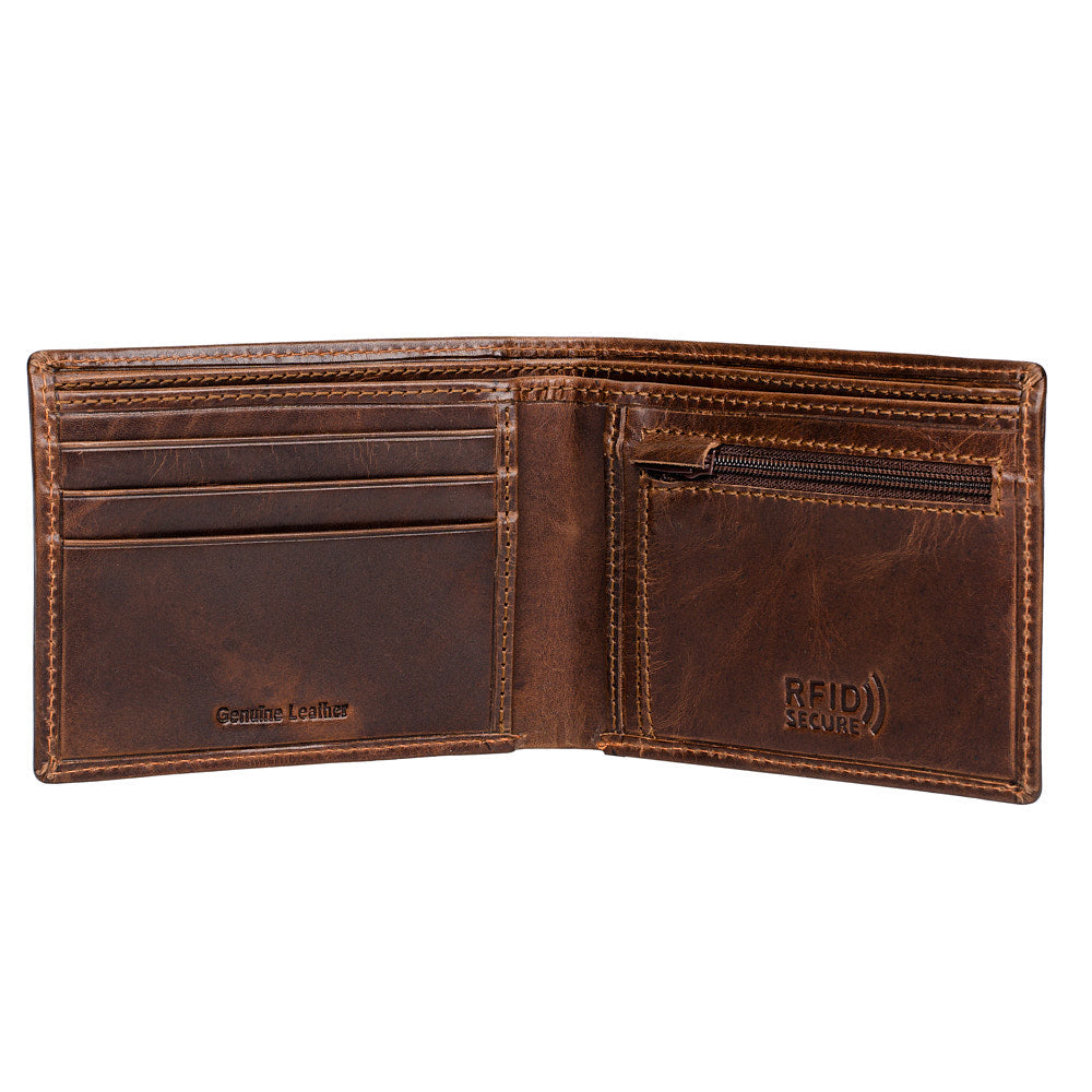 Royal Wallet made from natural genuine leather, showcasing its slim design and multiple compartments for cards and cash.