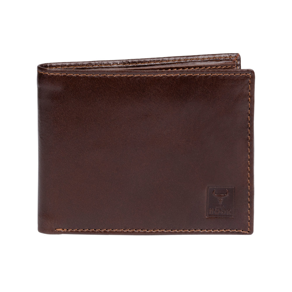 Royal Wallet made from natural genuine leather, showcasing its slim design and multiple compartments for cards and cash.