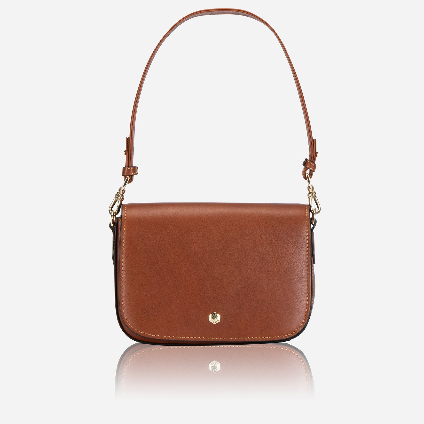 Tan Saddle Bag featuring RFID protection and stylish design, perfect for everyday use.