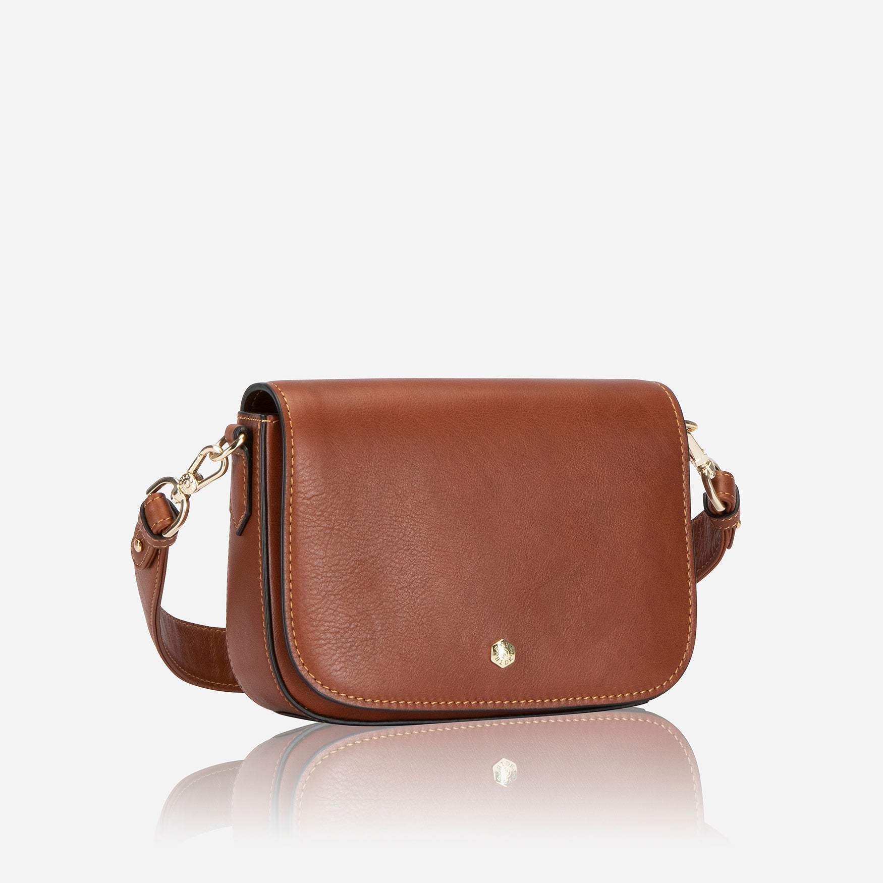 Tan Saddle Bag featuring RFID protection and stylish design, perfect for everyday use.