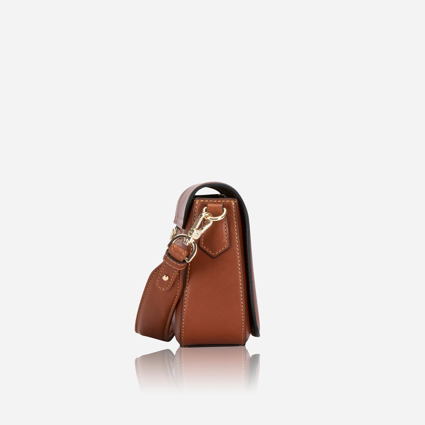 Tan Saddle Bag featuring RFID protection and stylish design, perfect for everyday use.