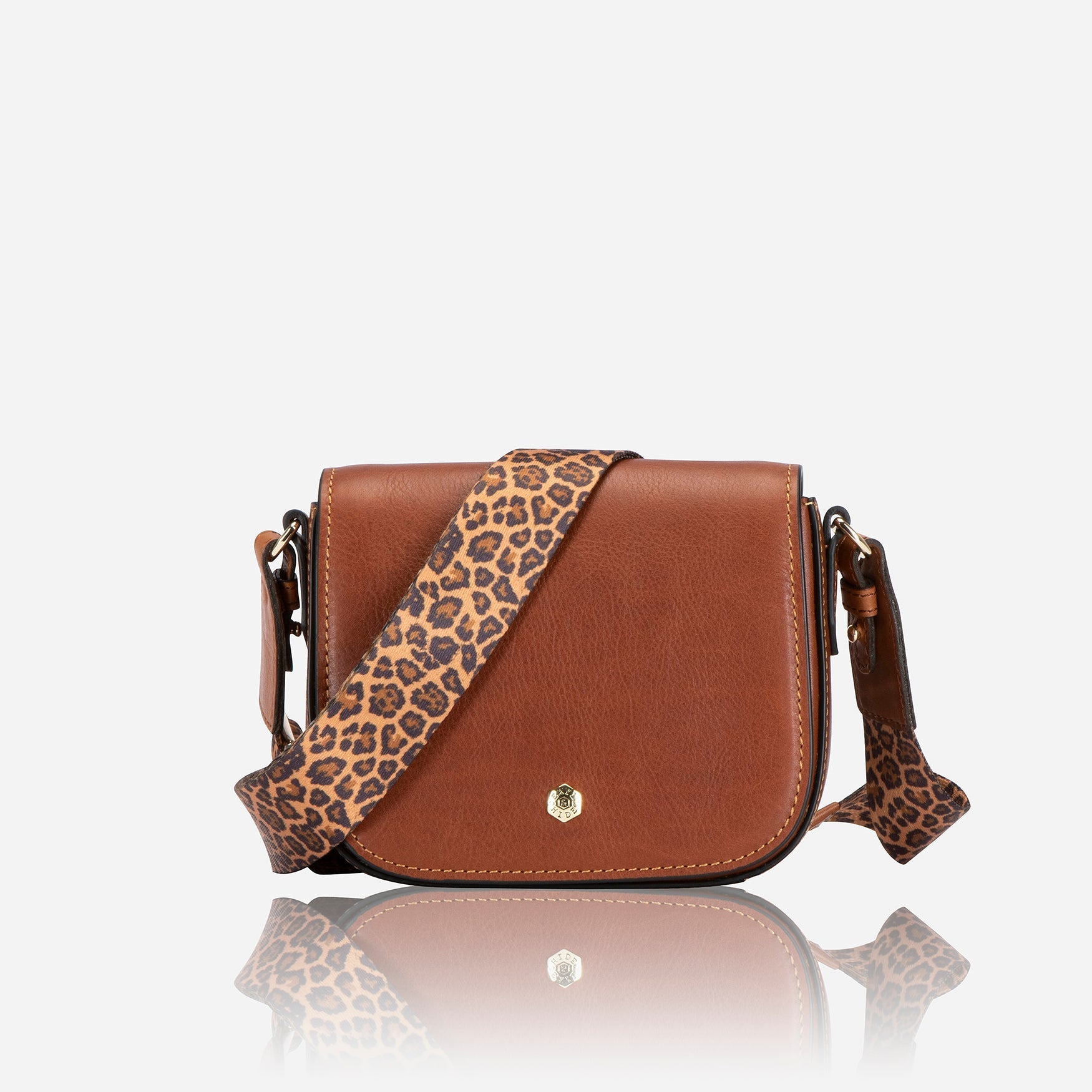 Tan Saddle Bag featuring RFID protection and stylish design, perfect for everyday use.