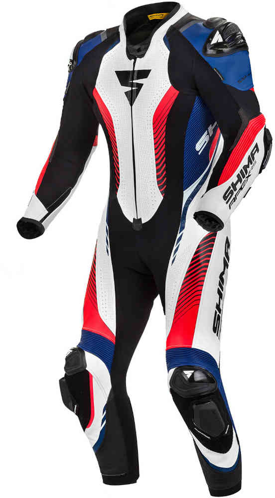 SHIMA Apex RS One Piece Motorcycle Leather Suit showcasing premium cowhide leather, protective features, and aerodynamic design.