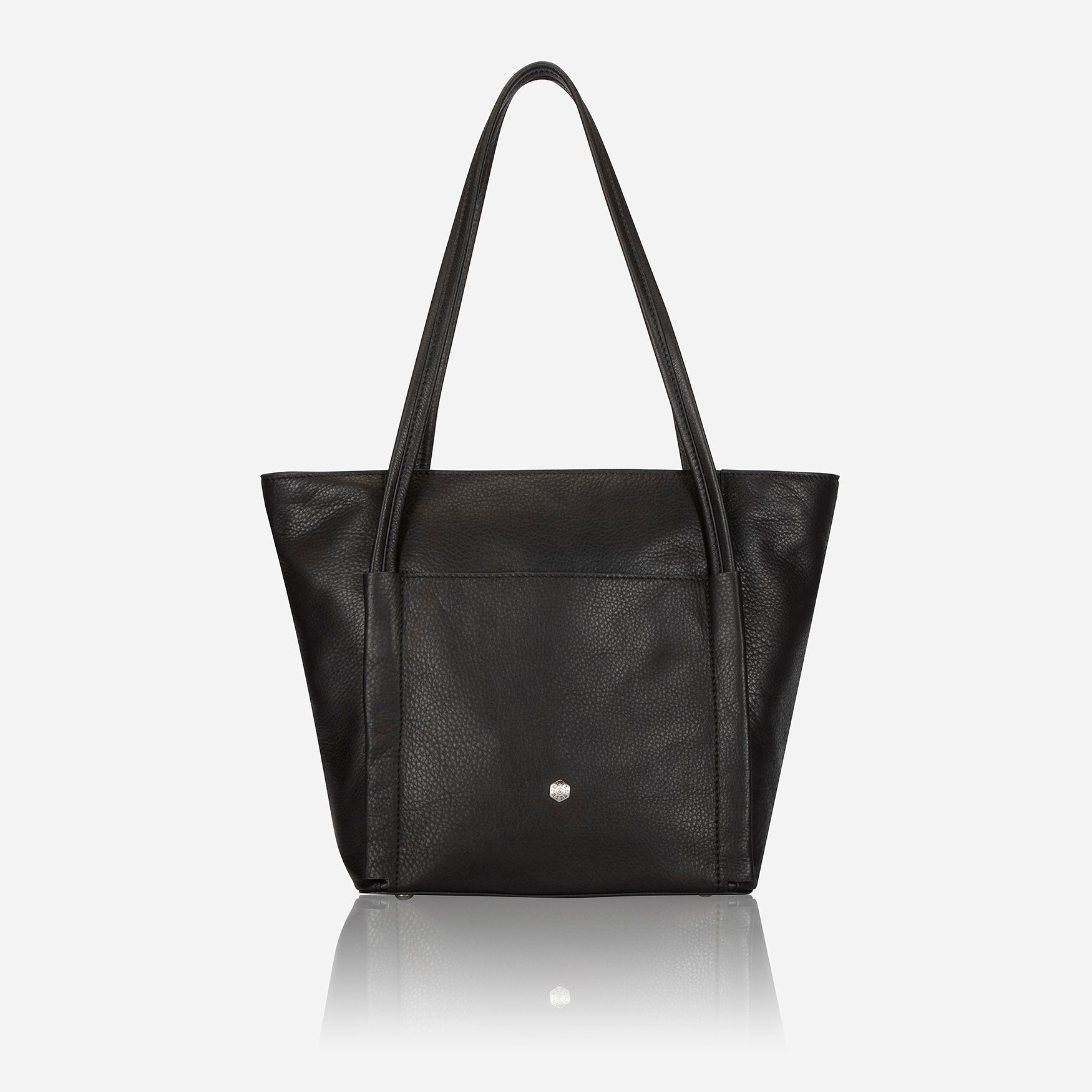 A stylish black shopper bag with a spacious interior, perfect for everyday use and shopping trips.