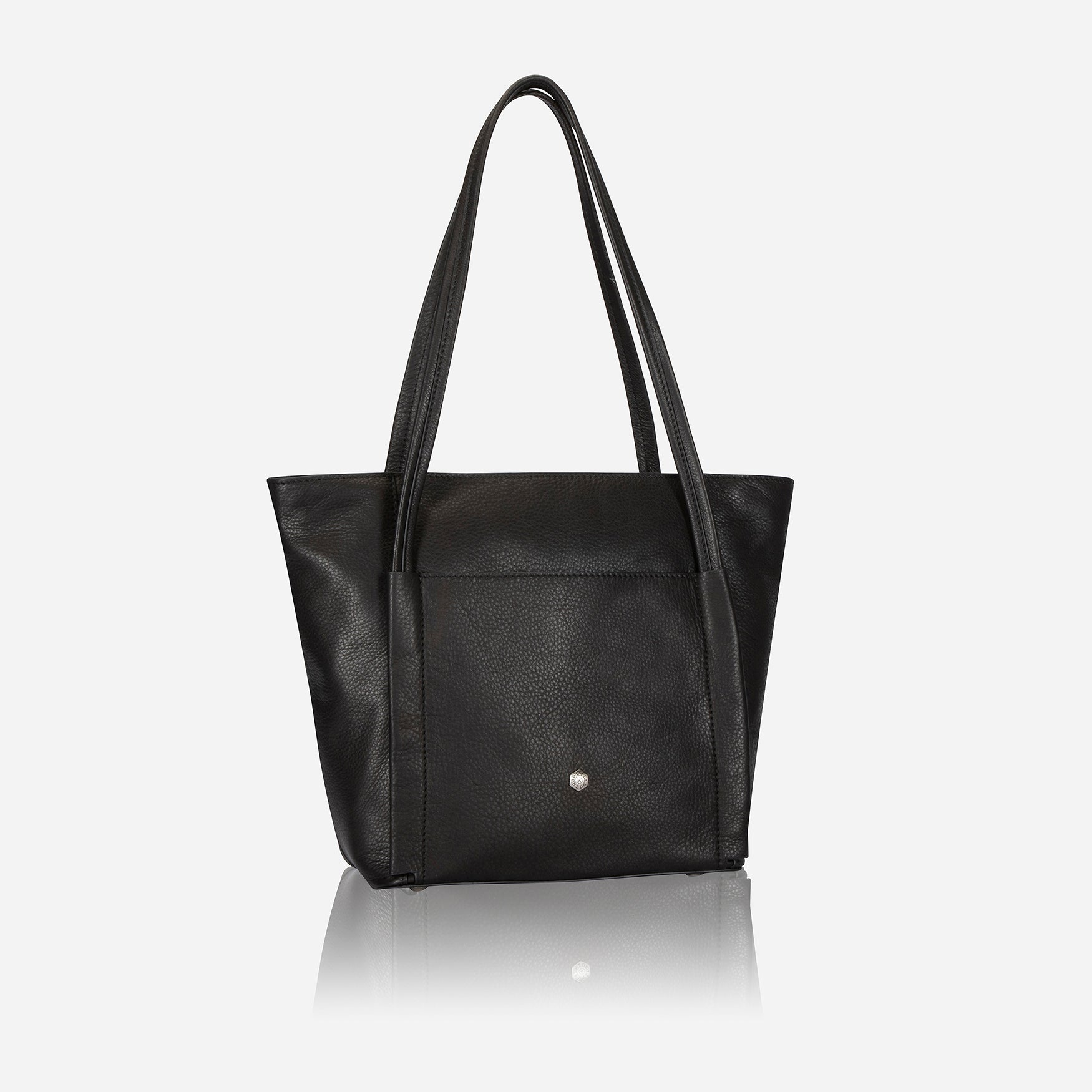 A stylish black shopper bag with a spacious interior, perfect for everyday use and shopping trips.