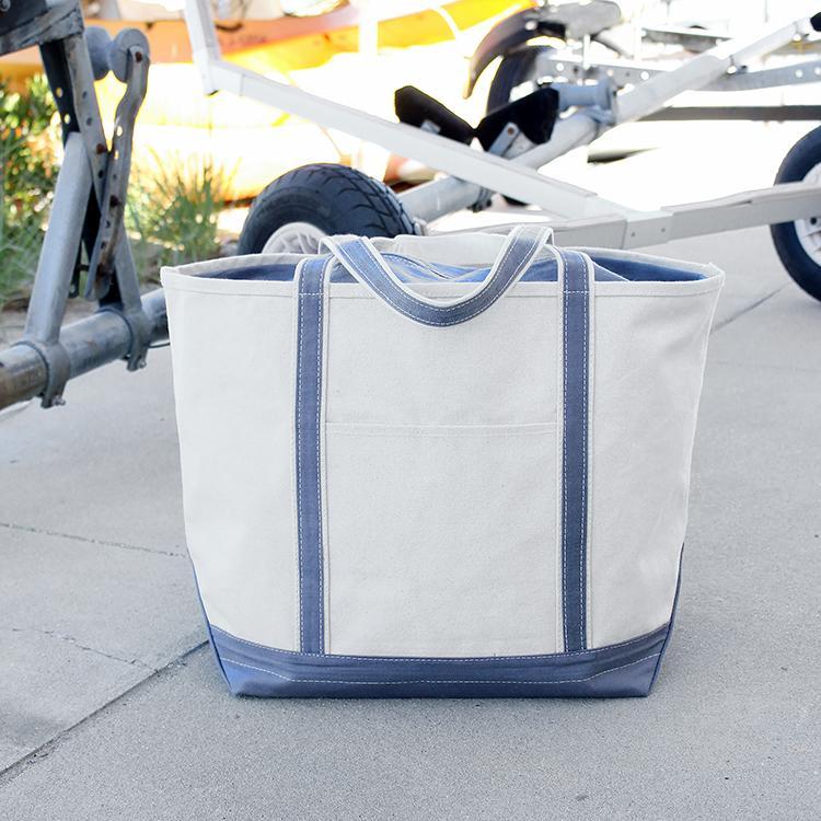 ShoreBags Classic Tote Large featuring reinforced handles and zippered top, ideal for beach and grocery use.