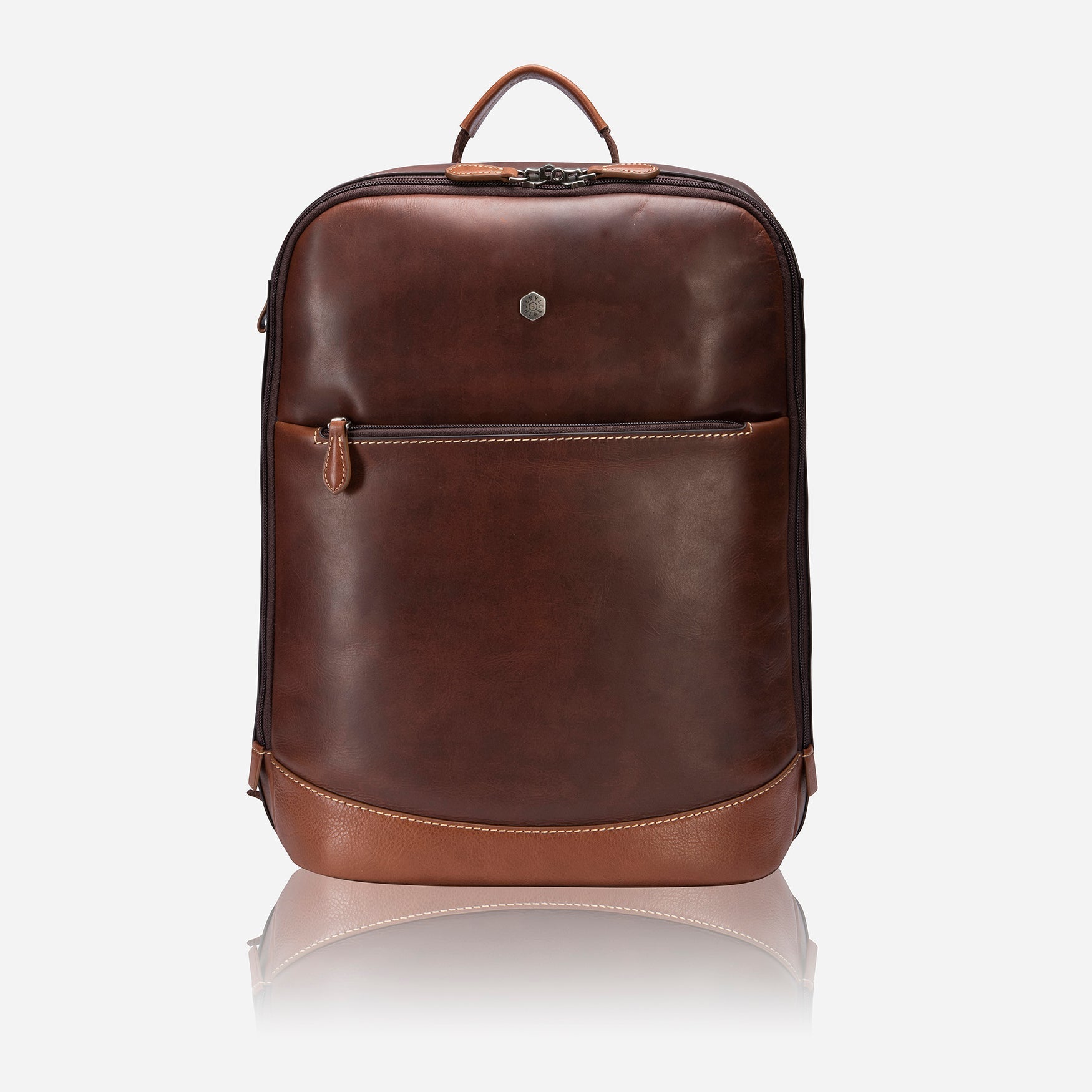 Stylish two-tone single compartment backpack made from recycled PET, perfect for business and casual use.