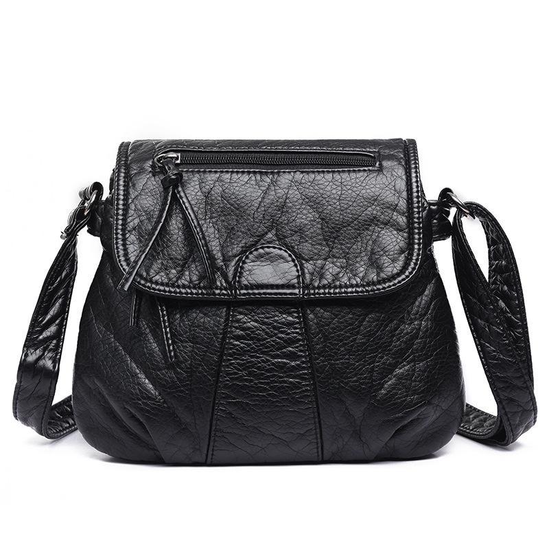 Soft PU Leather Crossbody Messenger Bag for Women in stylish design, showcasing its two-layer structure and adjustable strap.