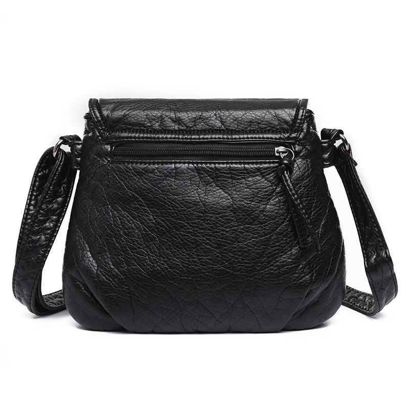 Soft PU Leather Crossbody Messenger Bag for Women in stylish design, showcasing its two-layer structure and adjustable strap.