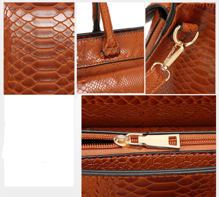 Solid Color Women's Snake Printed Messenger Bag showcasing stylish snake print design and spacious interior.