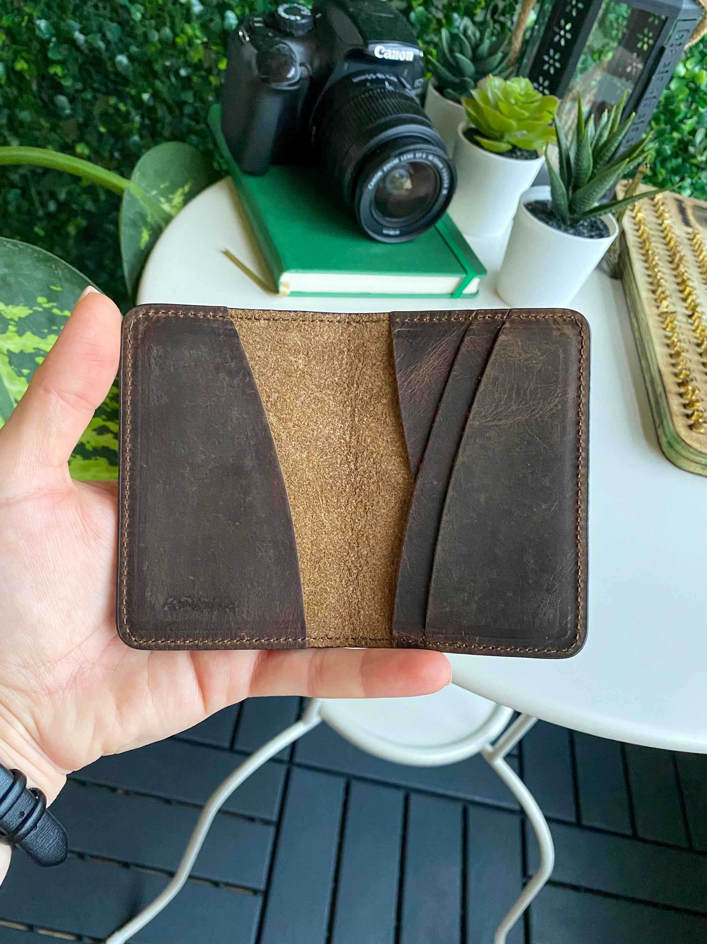 Sovana Genuine Leather Minimalist Natural Wallet showcasing its sleek design and premium leather texture.