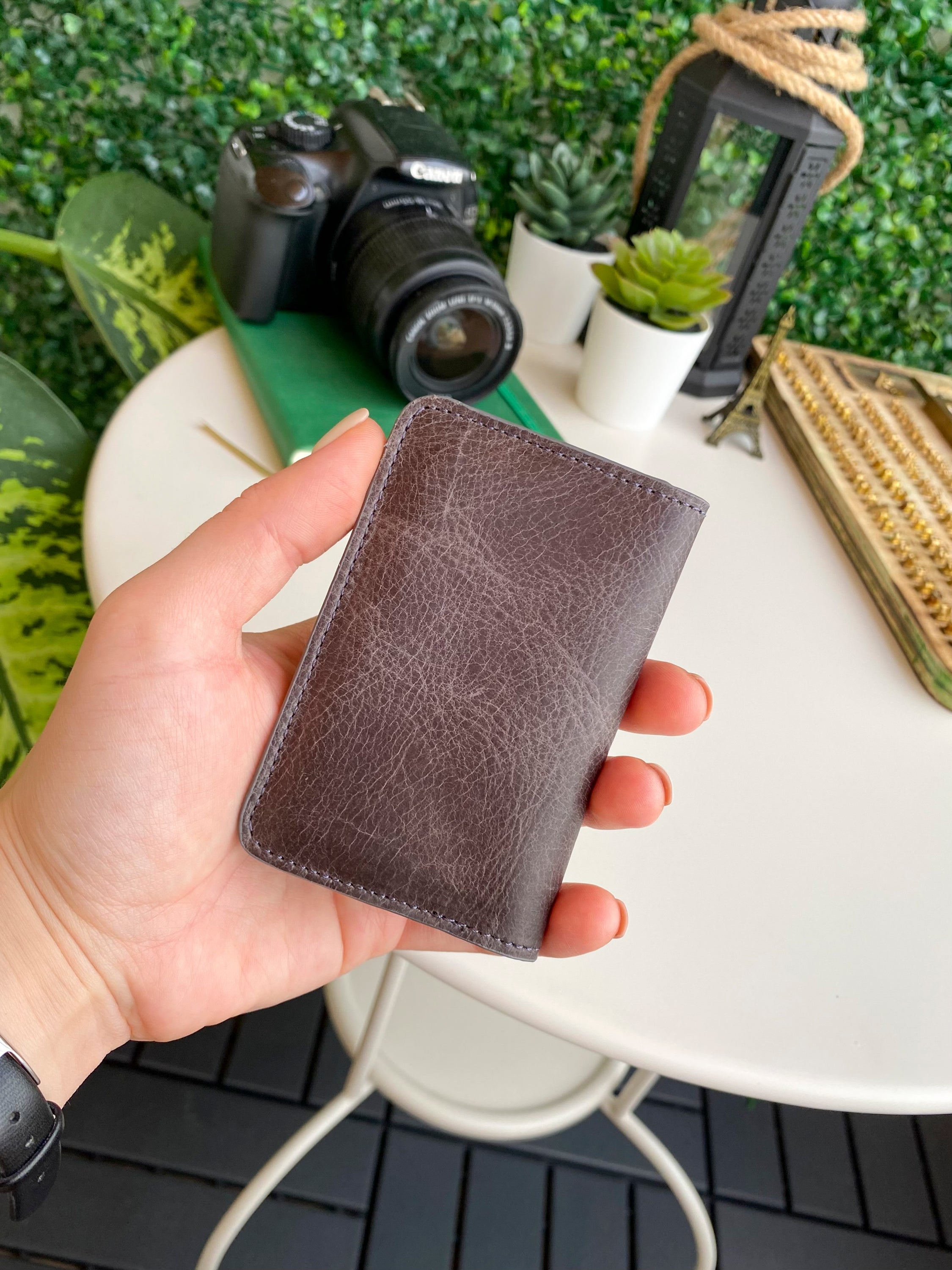 Sovana Genuine Leather Minimalist Natural Wallet showcasing its sleek design and premium leather texture.