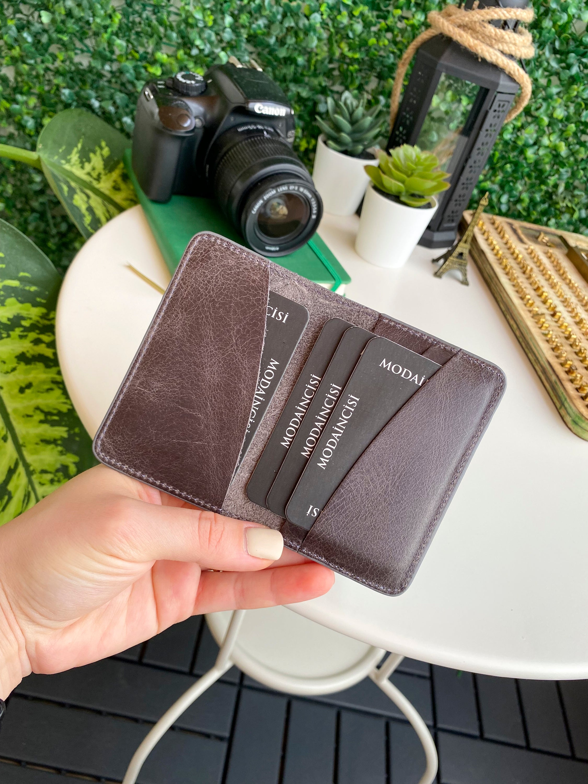 Sovana Genuine Leather Minimalist Natural Wallet showcasing its sleek design and premium leather texture.