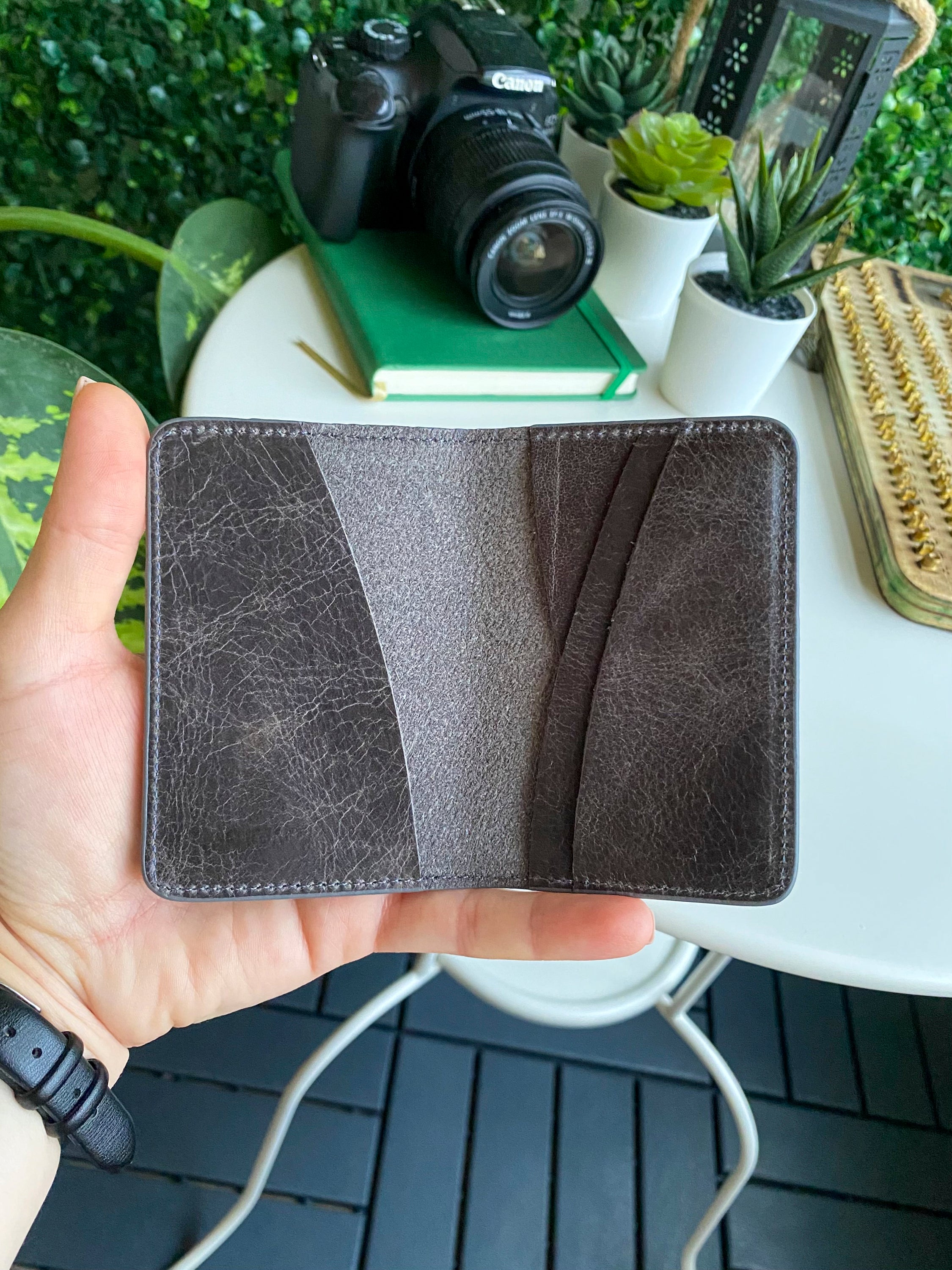 Sovana Genuine Leather Minimalist Natural Wallet showcasing its sleek design and premium leather texture.