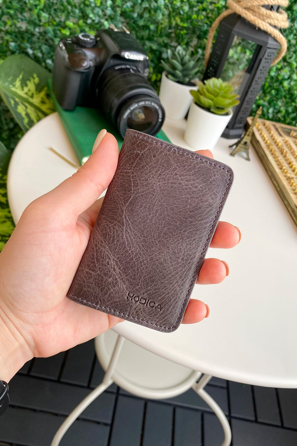 Sovana Genuine Leather Minimalist Natural Wallet showcasing its sleek design and premium leather texture.