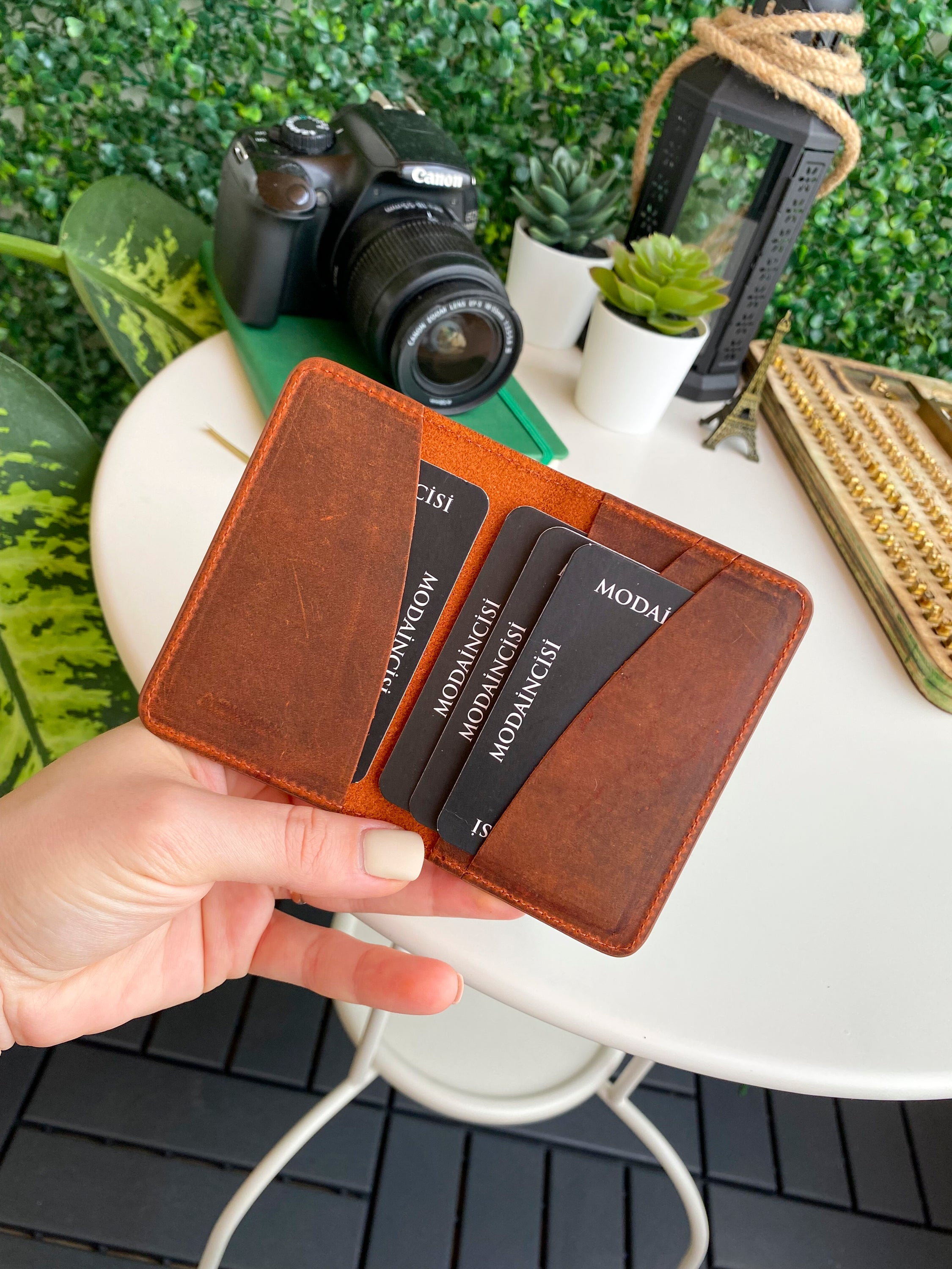 Sovana Genuine Leather Minimalist Natural Wallet showcasing its sleek design and premium leather texture.