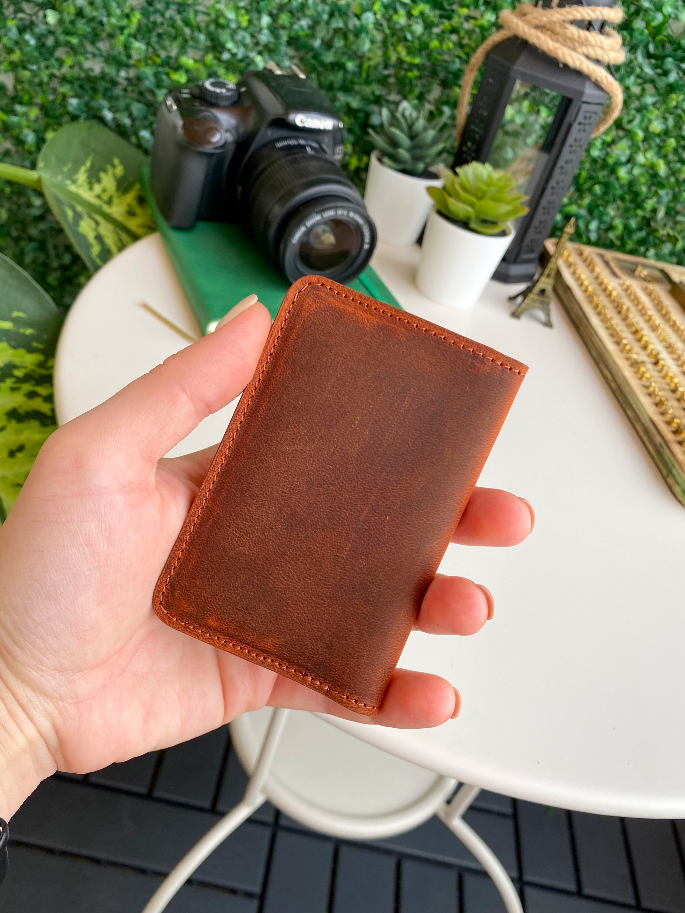 Sovana Genuine Leather Minimalist Natural Wallet showcasing its sleek design and premium leather texture.