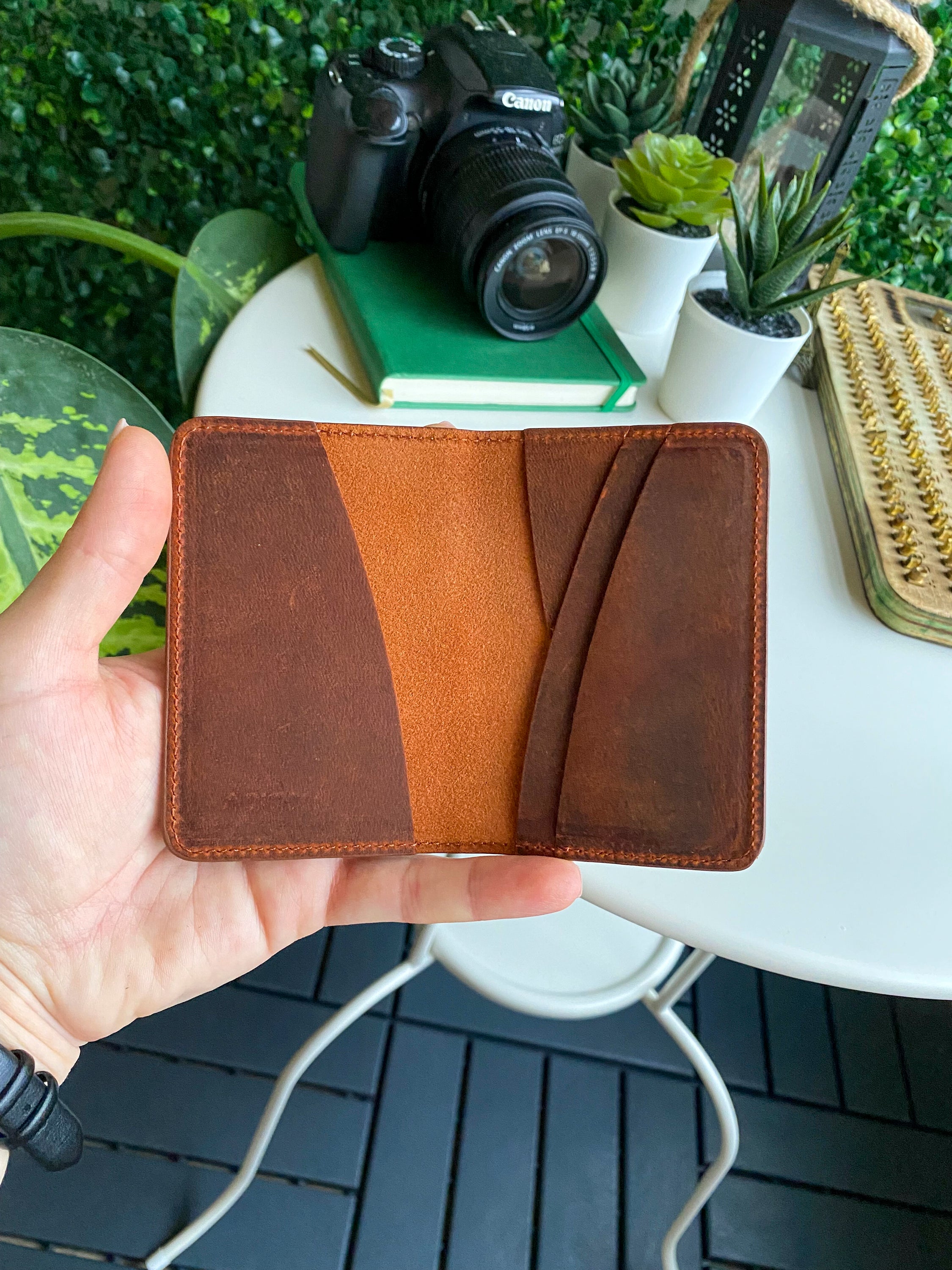 Sovana Genuine Leather Minimalist Natural Wallet showcasing its sleek design and premium leather texture.