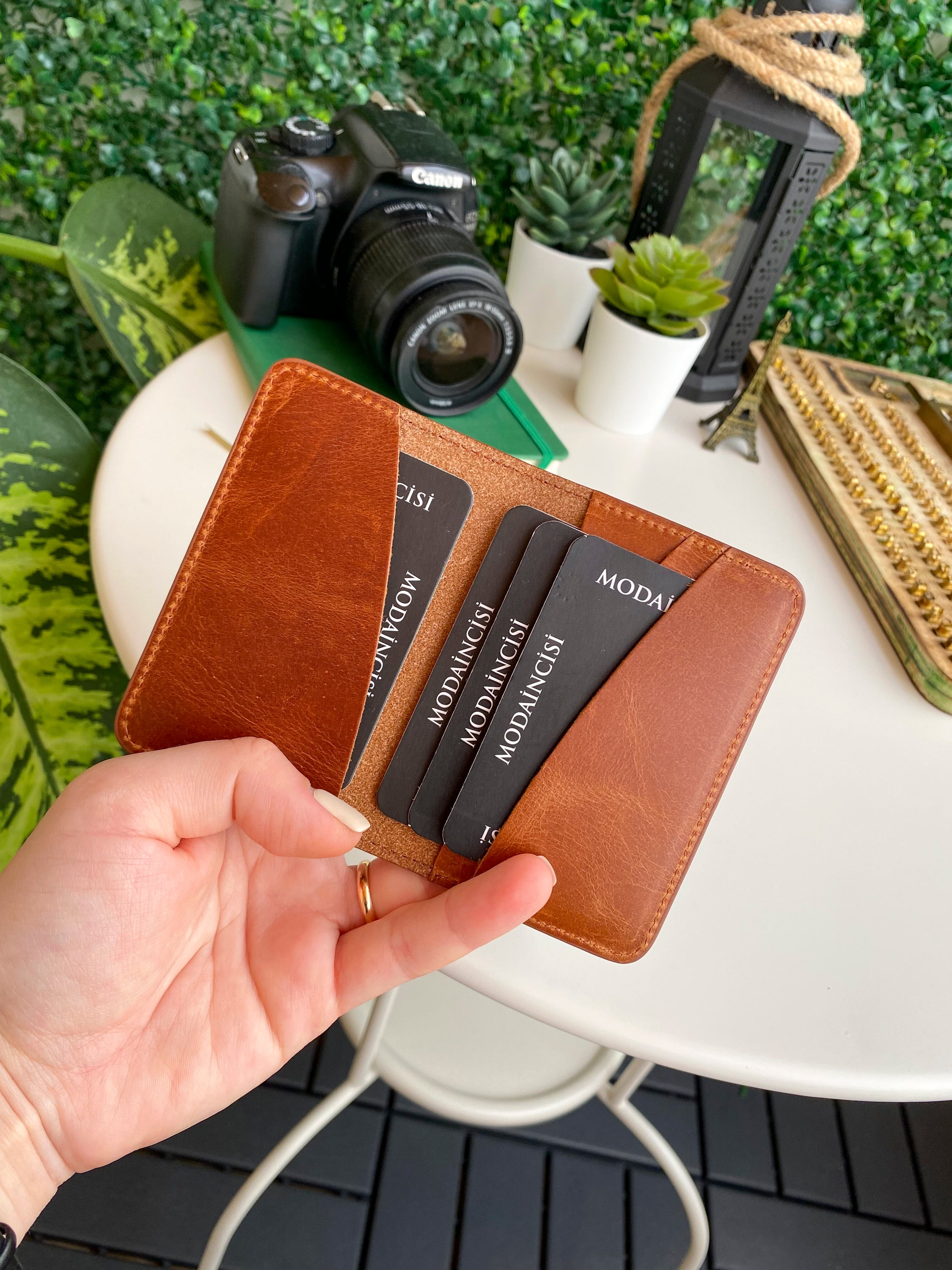 Sovana Genuine Leather Minimalist Natural Wallet showcasing its sleek design and premium leather texture.