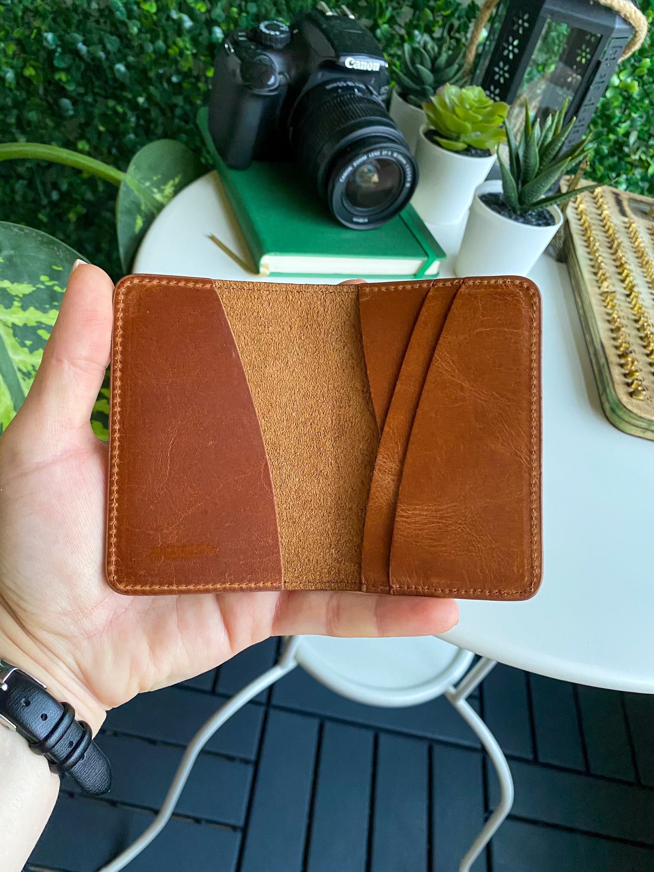 Sovana Genuine Leather Minimalist Natural Wallet showcasing its sleek design and premium leather texture.