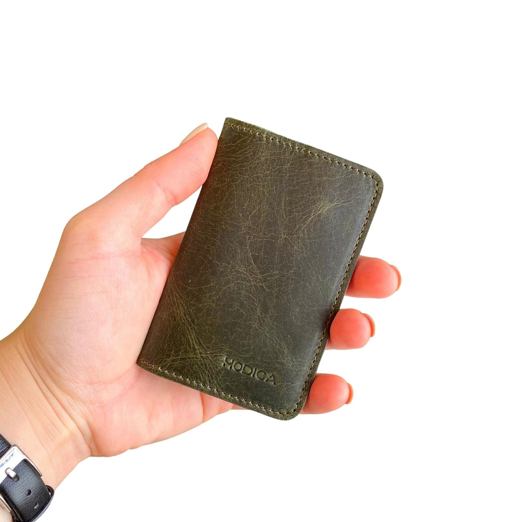 Sovana Genuine Leather Minimalist Natural Wallet showcasing its sleek design and premium leather texture.