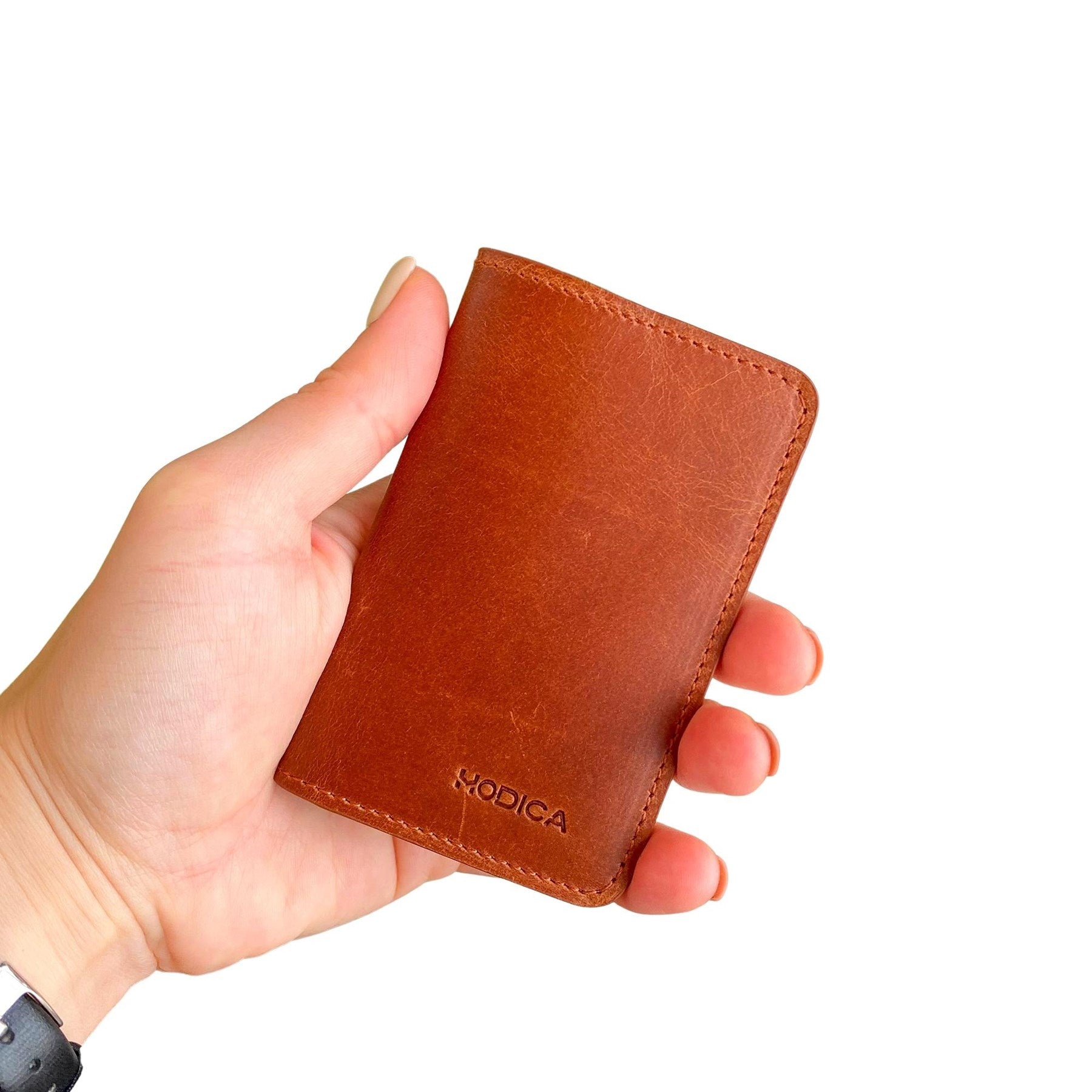 Sovana Genuine Leather Minimalist Natural Wallet showcasing its sleek design and premium leather texture.