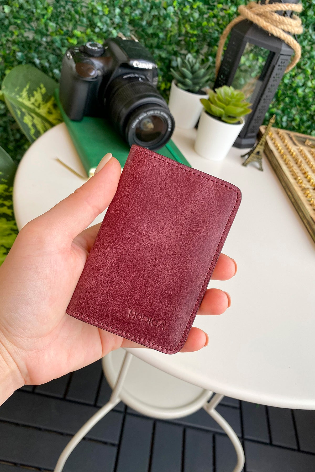 Sovana Genuine Leather Minimalist Natural Wallet showcasing its sleek design and premium leather texture.