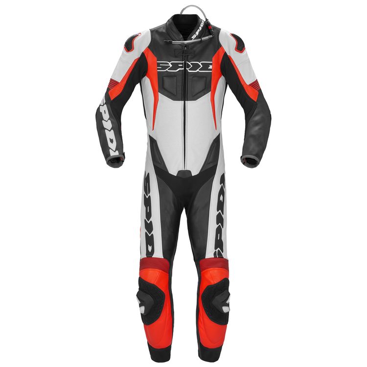 Spidi Sport Warrior Pro Perforated Race Suit showcasing perforated cowhide leather and protective features for racing.