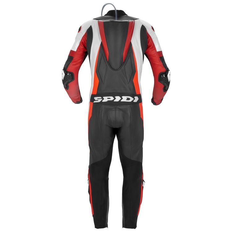 Spidi Sport Warrior Pro Perforated Race Suit showcasing perforated cowhide leather and protective features for racing.