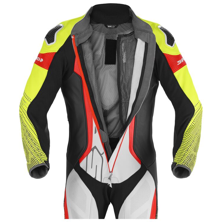 Spidi Supersonic Pro Perforated Race Suit showcasing premium Italian cowhide and advanced protective features.